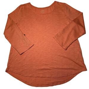 Chico’s The Ultimate Tee Burnt Orange Top Women’s Size 3 US 16 Roll Tab Sleeve